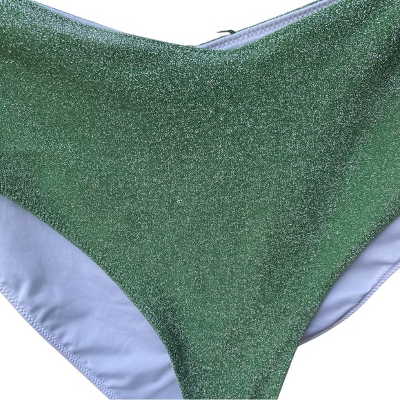 Victoria Secret PINK Green Brazilian Shimmer High Waist Cheeky Bikini Bottom - Picture 4 of 9